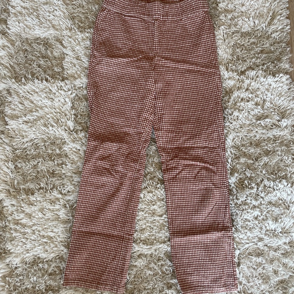 Free People Brown Checkered Cropped Pants